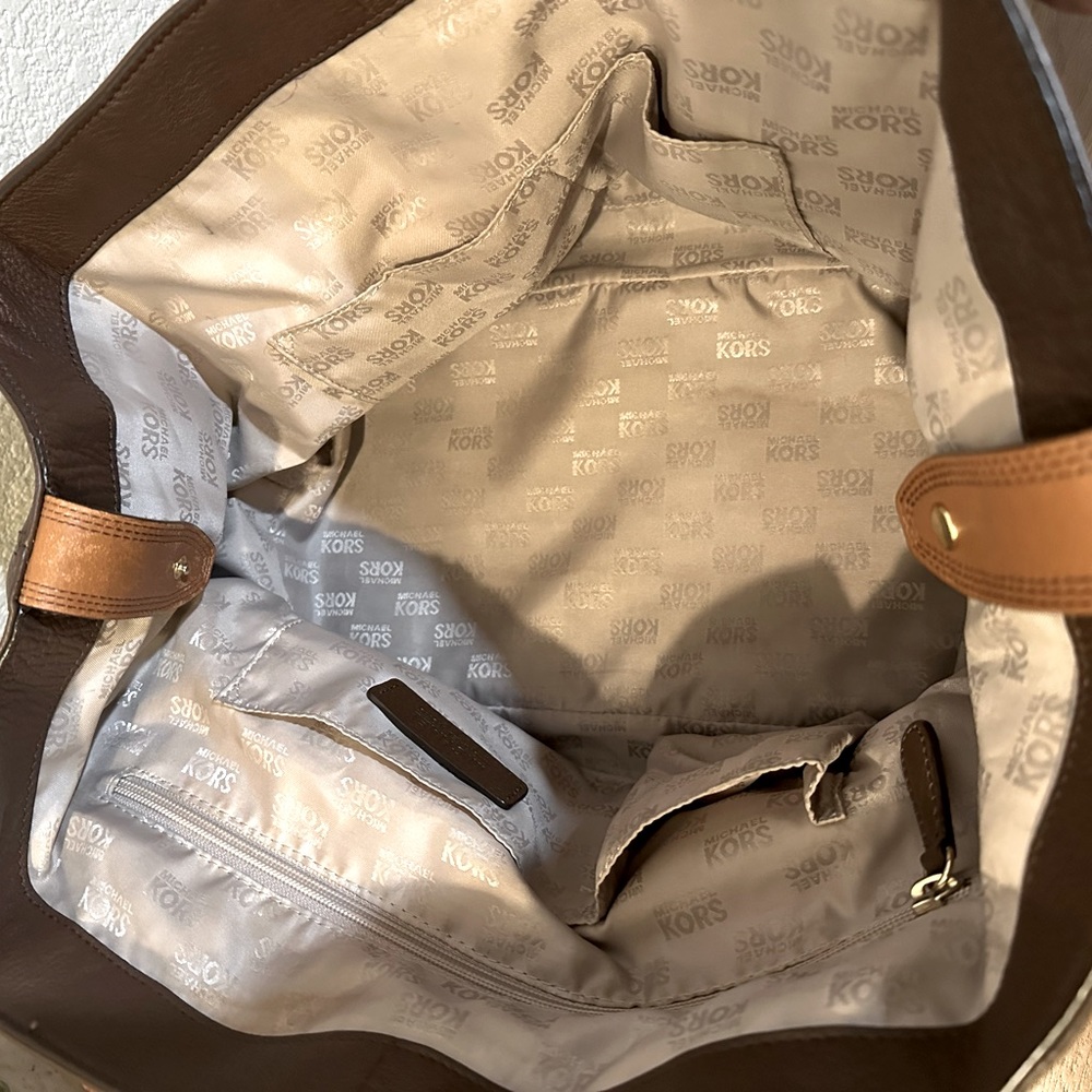 Michael Kors Large Harness Grab Bag Brown and Tan Leather Tote Bag/Work Bag - Picture 13 of 14